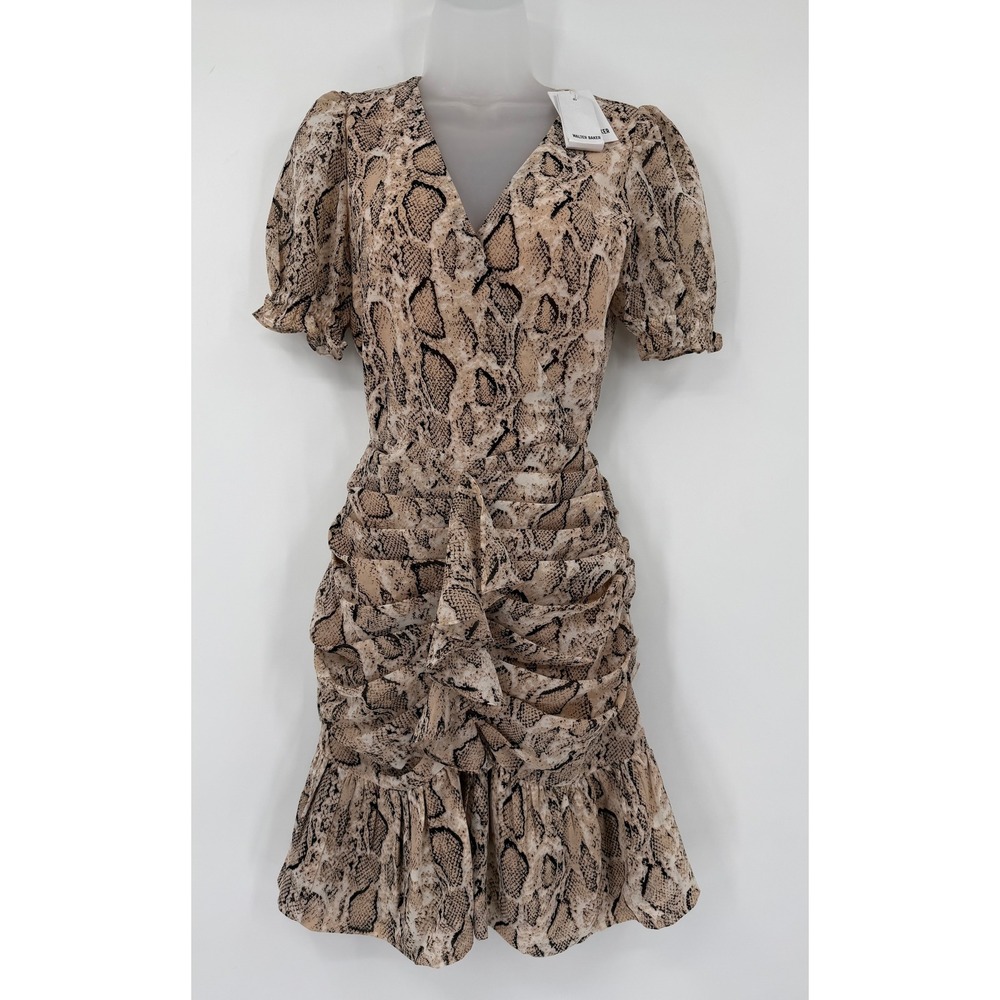 Walter Baker Treyton Dress Dusty Python Snakeskin Ruched Mini W71088 Size 0